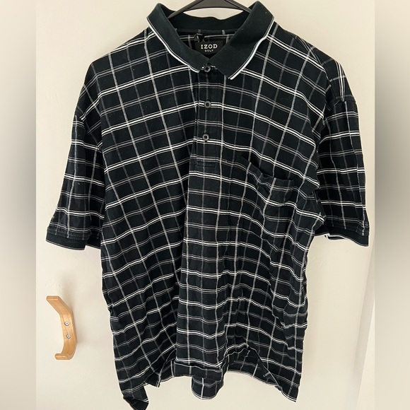 Izod Black Cotton Cool Flex Golf Shirt - Picture 1 of 5